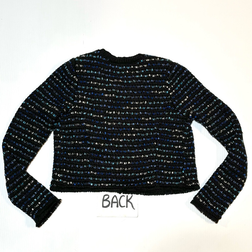 WHBM White House Black Market Sweater Jacket Blue Tweed XS - Picture 3 of 12